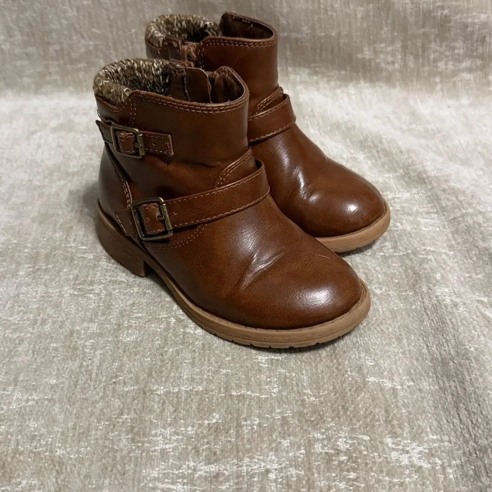Wonder Nation Brown Kids Boots with Buckle